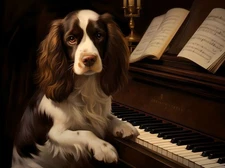 Dogs Playing Piano Animals Canvas Art Home Decor Wall Art Prints Painting 163