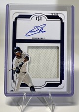 2025 National Treasures Jackson Chourio Silhouette Sigs Jersey Blue Auto #/49