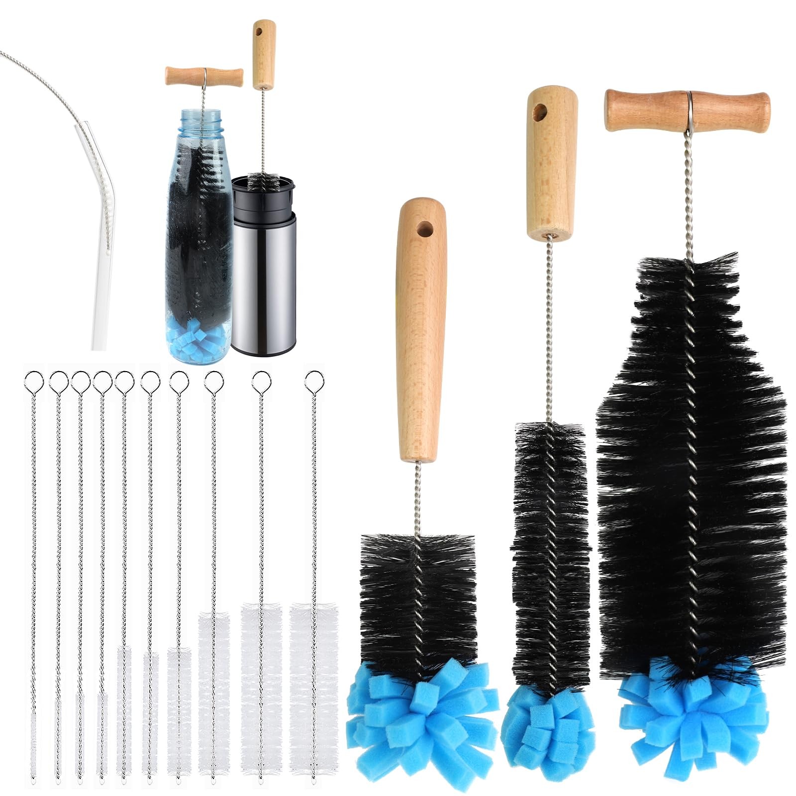 Goupillon bouteille en coton doux : kit de 13 pièces pour l'entretien complet des biberons