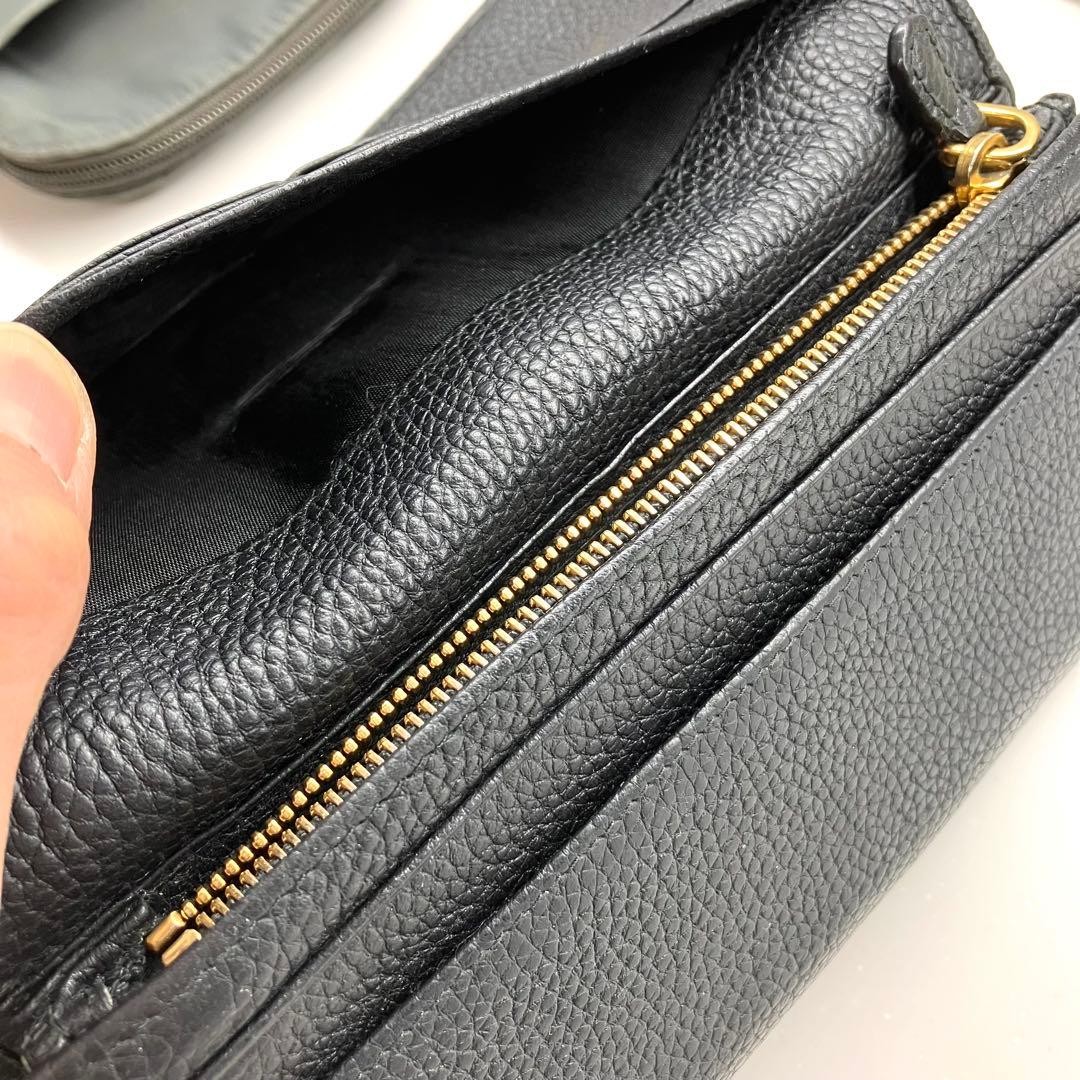 PRADA Saffiano Leather Long Bifold Wallet Purse Black Nero 7.3x3.5" Authentic thumbnail 18