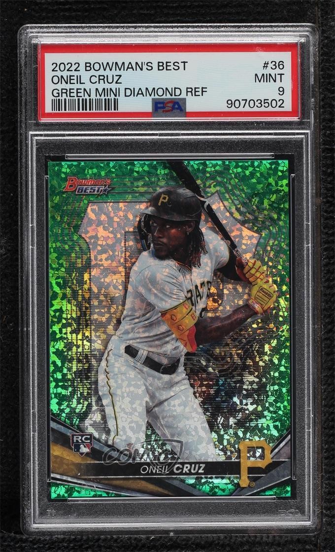 2022 Bowman's Best Green Mini-Diamond Refractor /99 Oneil Cruz PSA 9 Rookie RC