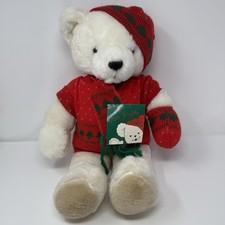 Vintage Jingles Plush Holiday Christmas Bear In Sweater Hat w/ Tag Large 22