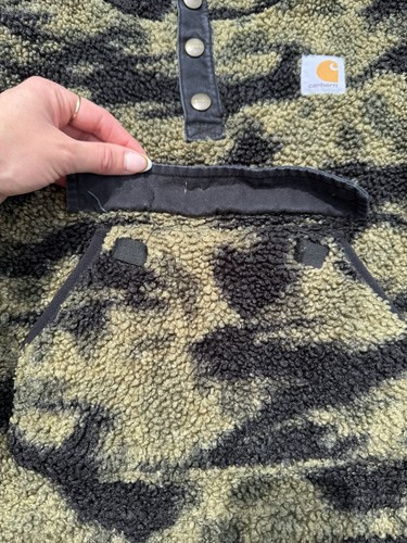 Carhartt Boys 5T Duck Camo Sherpa Hoodie Half Snap Fleece Pullover CA6200 - Picture 6 of 12