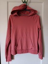 Ampersand Avenue Hoodie Size M Mauve Pink Frayed Edge Loungecore Casual Chic