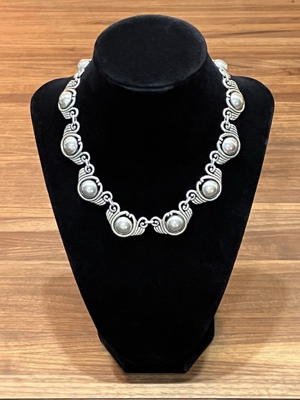Margot De Taxco Sterling Silver 15” Choker Necklace Signed #222 Los Castillo