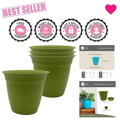Modern 6 Inch Peridot Planters with Attached Saucer - Garden & Home Decor