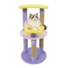 29” Cute Modern Cat Tree w/Star & Moon Shaped Platforms, Jute Scratching Posts