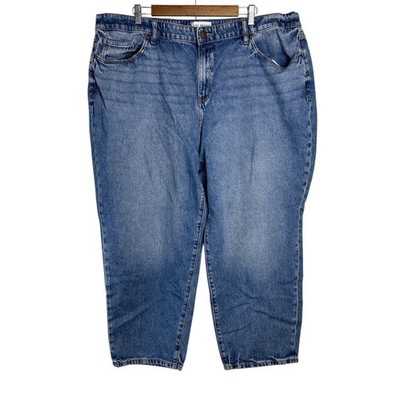 LANE BRYANT Mid Rise Boyfriend Jeans Flex Magic Waistband Blue Denim Relaxed 22