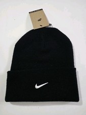 NIKE Peak Swoosh Winter Beanie Hat Adult One Size HF0187-010 Black NWT