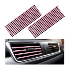 20 PCS Car Air Conditioner Decoration Strip, Flexible Air Vent Outlet Trim Pink