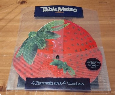 4 Platzsets und 4 Glasuntersetzer Erdbeerform Table Mates Tischset Strawberry 