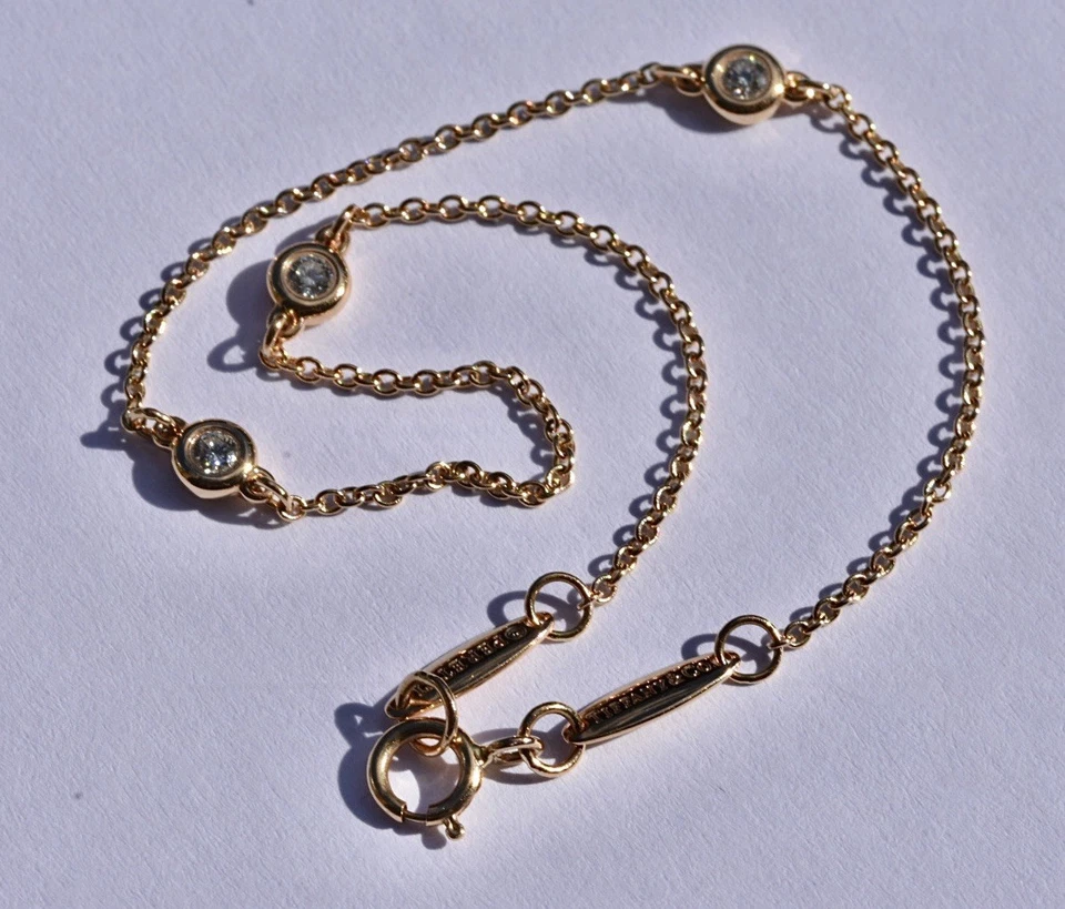 Tiffany & Co Diamanten by the Yard Armband 18k Gelbgold 3 Diamanten - Bild 2 von 4