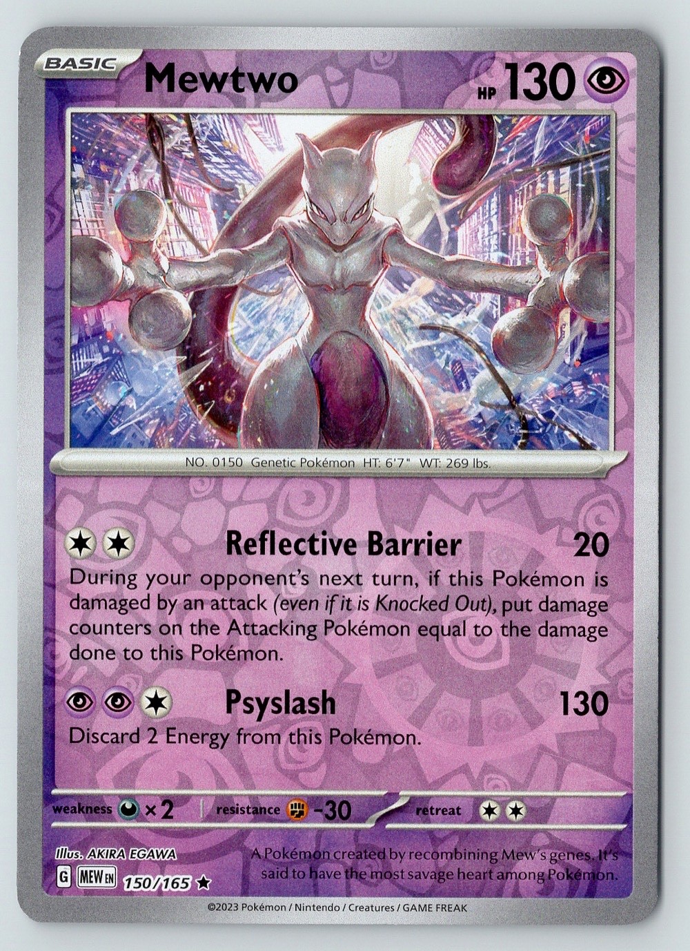 Mewtwo 150/165 Reverse Holo Sv: Scarlet & Violet 151 Pokemon Card TCG