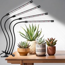 Black Clip Grow Lights for Indoor Plants, 168 Full Spectrum LEDs 4 Head 1 Pack