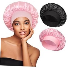 2pcs Satin Sleep Bonnets for Women, Silk Hair Bonnet for Sleeping  Set a