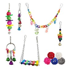 Bird Toys Parakeet Cage Accessories: 11Pcs Bird Toy Swing Set for Bird Cage