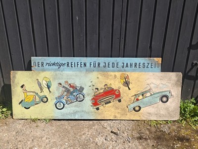 RARITÄT :  Holz Werbeschild Oldtimer Reifen Reklame 50er Deko 120 cm ! Werkstatt