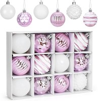 Weihnachtskugeln Set 12 StüCk Rosa Lila Kunststoff 6Cm Christbaumschmuck Deko