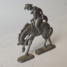 Vintage Lead Cowboy on Horse 2.5" Western Figurine Toy Soldier Style Mid Century