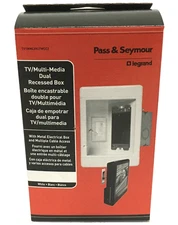 Legrand Pass and Seymour 1 Gang Recessed TV Media Box Low Voltage,TV1WMLVKITWCC2