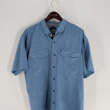Ridgecut Toughwear Short Sleeve Pockets Plaid Button Down Shirt Blue Size XL