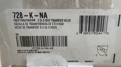 #ad Kohler K 728 K NA MasterShower 3 4quot; In Wall 2 or 3 Way Transfer Valve $104.99