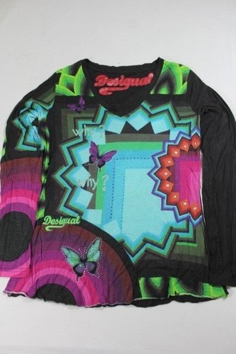 Z3482 Desigual Shirt L Mehrfarbig Mit Motiv Gut