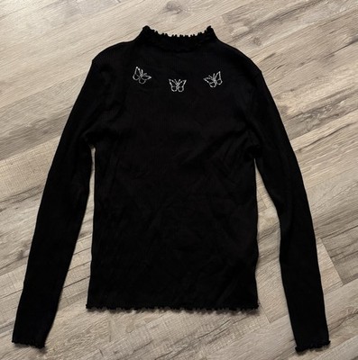 Pullover Langarmshirt mit Applikation von Page One Young Größe 146/152 Schwarz