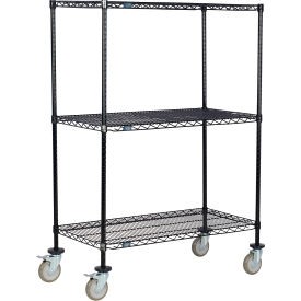 Nexel 3 Shelf Truck Black Epoxy 60''''W x 24''''D x 60''''H Polyurethane Swivel