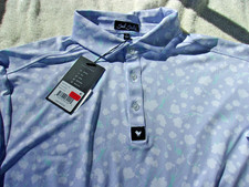 NWT Bad Birdie golf polo, men's L, XXL, pointed collar, purple, floral, 88/12
