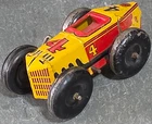 vtg Louis Marx #4 Tin Litho Wind-Up Racer Racing Car Midget Balloon Tire NR