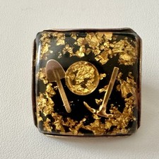 Cravatta vintage oro fiocco oro minatore bolo slide pick ascia oro pan lucite western 1"