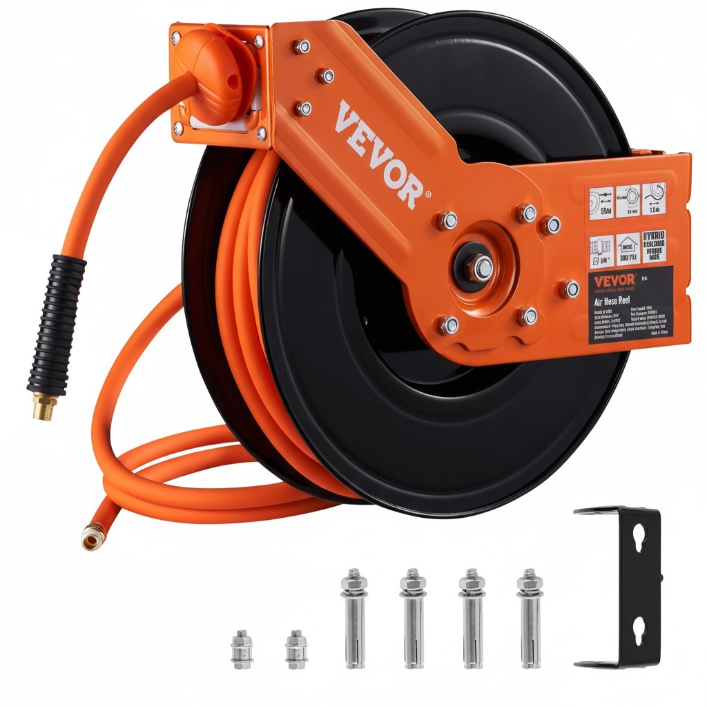 Hose Reel - 50ft Hybrid Hose, Durable Design