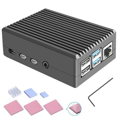 Aluminiumgehäuse für Raspberry Pi 4B mit Kühlrippen und Passivkühlung, Metall...