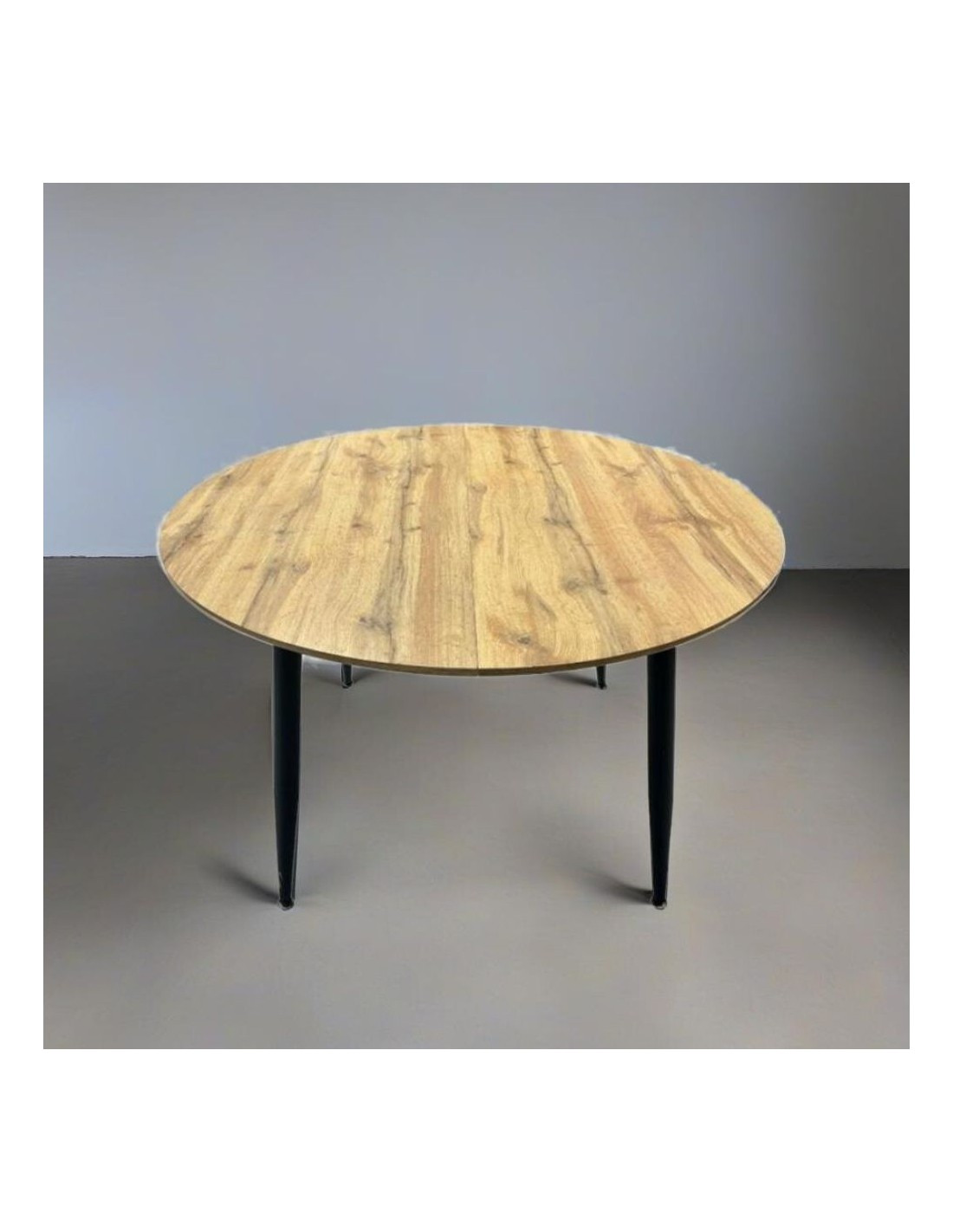 Tavolo rotondo allungabile colore rovere con gambe nere 120x120 cm - Cordelia