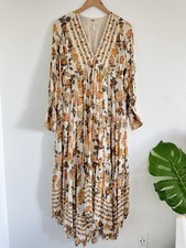 Free People Dress Rows of Roses Long Sleeve Boho Maxi Dress Women’s Oversized
