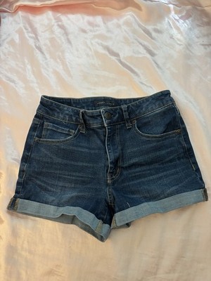 Aéropostale Flex Effects High Waisted Midi Denim Shorts Women 2 Blue Dark Wash