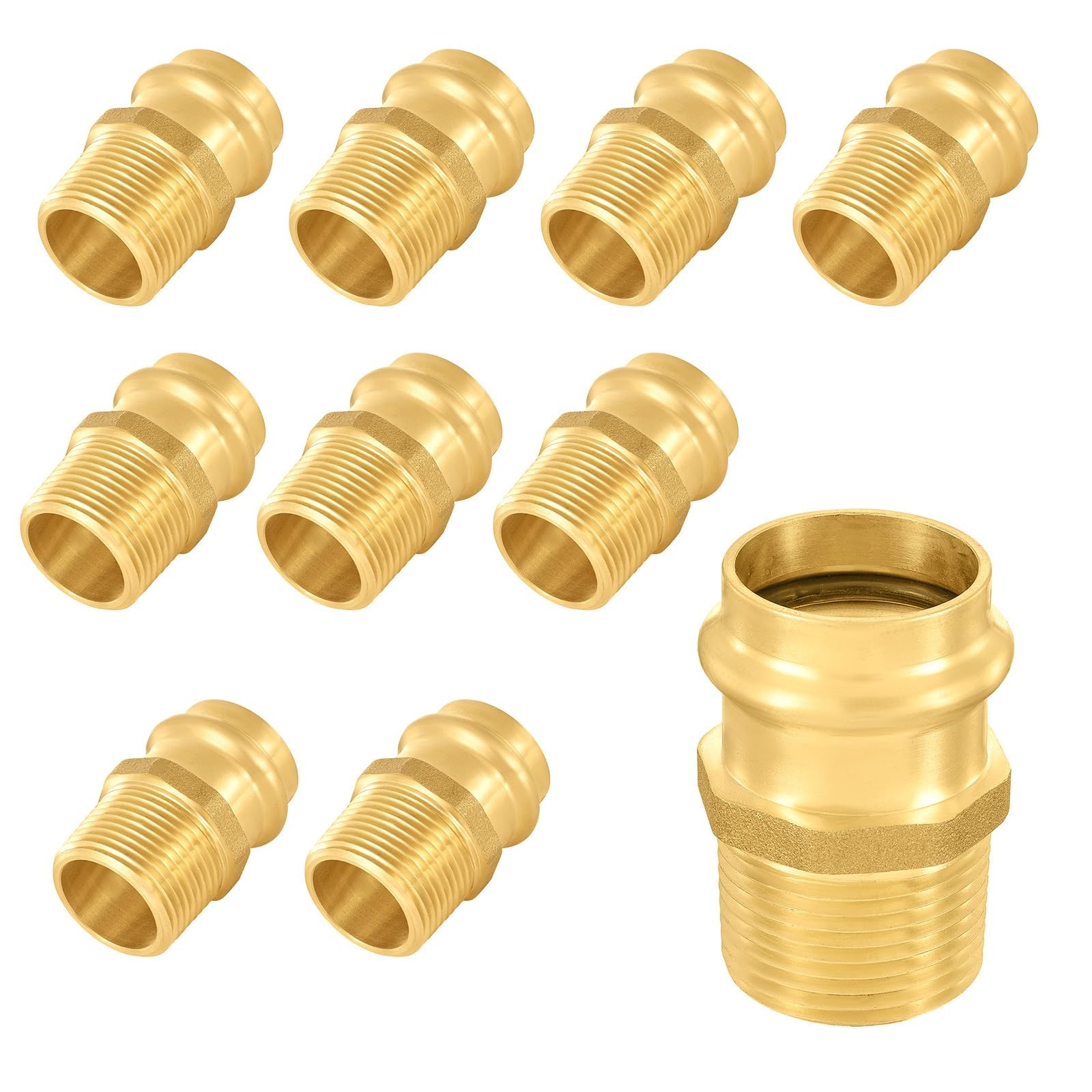 1/2" Copper Press x 1/2" Male NPT Adapter Brass Pro Press Fitting 10 PCS