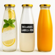3/6 Glass Bottles with Lids, Water Bottle, Milk, Décor Airtight Leakproof 500ml
