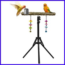 16-63 Inch Height Adjustable Bird Perch Pepper Wood Parrot Training Perch Sta...