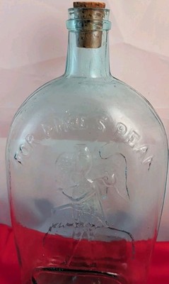 For Pikes Peak Historical Prospector / Eagle Flask Bottle Quart Blue ~ Antique 