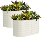 2 Pcs Galvanized Raised Garden Beds 4x2x2ft Planter Box for Vegetables Flowers