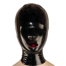 maschera testa lattice donna cappuccio occhi aperti bocca chiusa bavaglio naso tubo con denti bavaglio