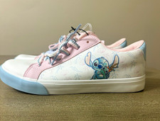 Disney Stitch Low Top Lace-Up Sneakers Floral White Pink Blue Unisex Adults