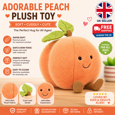 JellyCat Amuseable Peach - 12CM Mini Weihnachtsgeschenk Brandneu mit Etikett & Staubbeutel