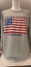 Vintage United States Of America Flag Sweatshirt Heather Gray Size L