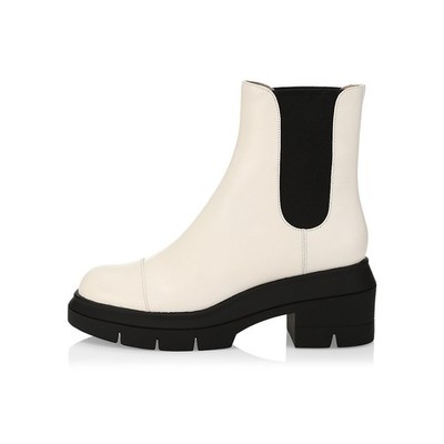 Stuart Weitzman Womens Norah Lug Sole Chelsea Boots 9.5 Wide White Leather NWOB
