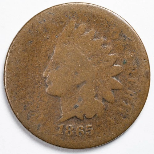 1865 Fancy 5 Indian Head Penny Cent Good (G)
