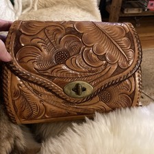 Tooled Vintage Leather Western Floral Bag/clutch Please read description
