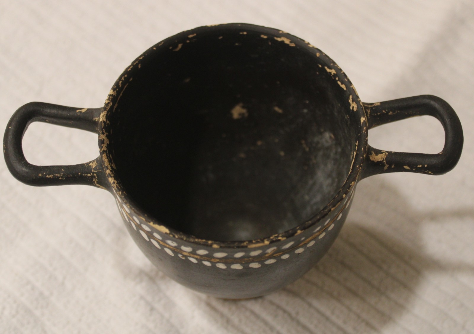 Ancient Greece Pottery Magna Graecia 6th-4th c. BC Blackware Footed Skyphos Bowl